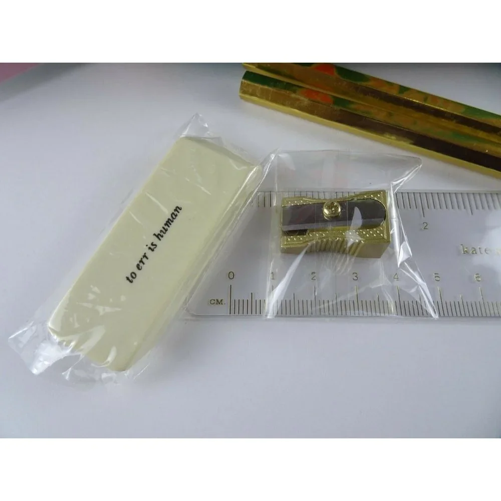 Kate Spade BIRD Party Pencil Case Pouch Ruler Eraser Sharpener Pencils 6-PC Set - Picture 7 of 11